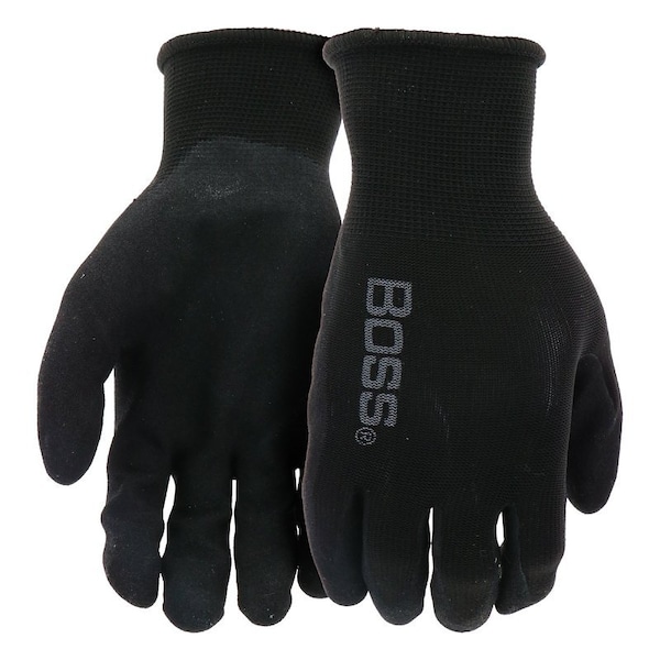 Guantes Recubiertos de la Serie Boss Tactile Grip, L, Puño de Punto, Recubrimiento de Nitrilo, Nitrilo Espumoso, Negro - B31252-L