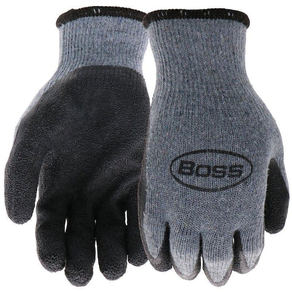 Guantes recubiertos de la serie Boss Grip, XL, puño deslizable, recubrimiento de látex, poliéster, gris - B32041-XL