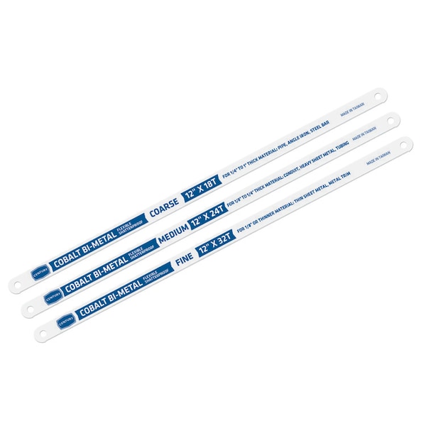 Century Drill & Tool Hacksaw Cobalt Set 3Pc. 12" 18T 24T And 32T. - 4433