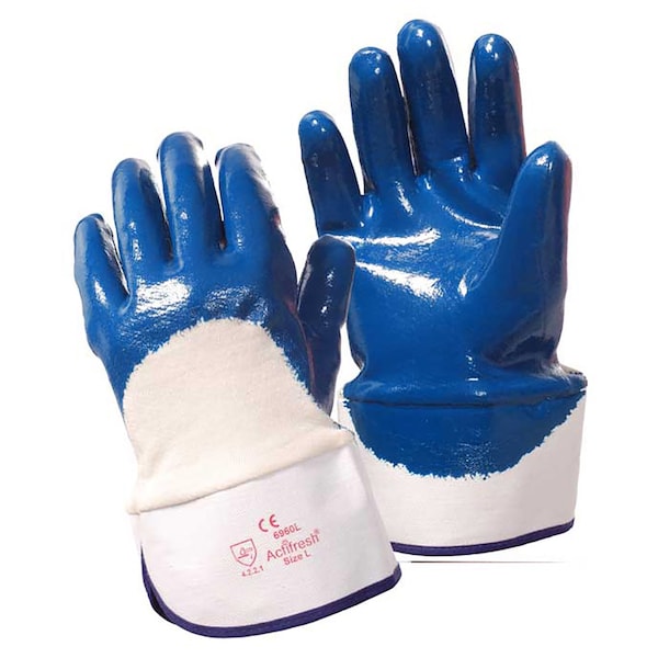Guantes de nitrilo recubiertos en palma suave para trabajo pesado con soporte Cordova, con puño de seguridad - Talla grande, paquete de 12 unidades - 6960L