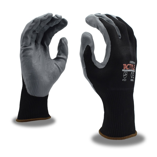 Guantes de tejido de máquina recubiertos de nitrilo Cordova, Tactyle, negro, con carcasa de nailon, tamaño M, paquete de 12 - 6655M