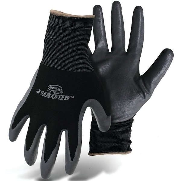 Guantes de la serie BOSS GRIP, M, puño de punto, recubrimiento de látex, guante de algodón/poliéster/hule, azul/gris - 8422M