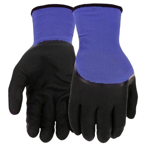 Guantes sumergidos West Chester, para hombre, XL, puño de muñeca elástico de punto, recubrimiento de nitrilo, guante de poliéster, negro/azul - 93056/XL