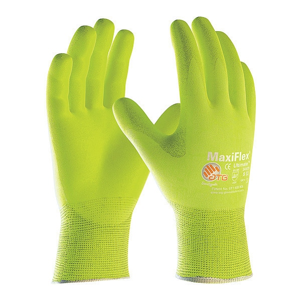 Guantes recubiertos de nitrilo Hi-Vis Pip Foam, cobertura en la palma, amarillo, tamaño grande, paquete de 12 - 34-874FY/L