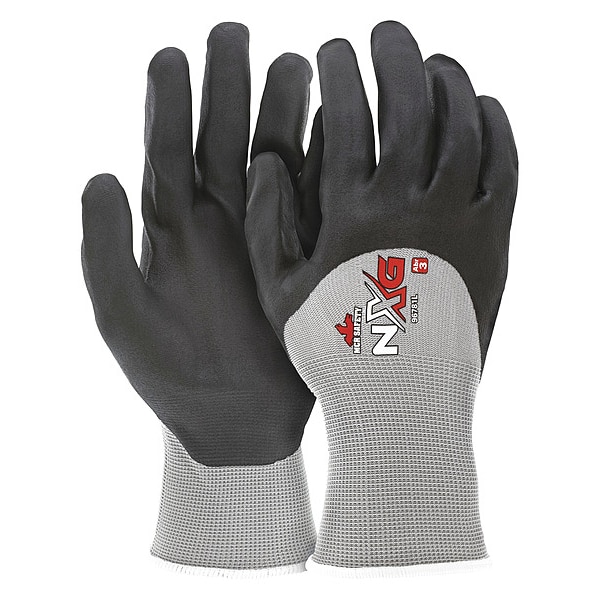 Guantes recubiertos de nitrilo con espuma de seguridad Mcr, cobertura de 3/4, negro/gris, talla L, par - 96781L