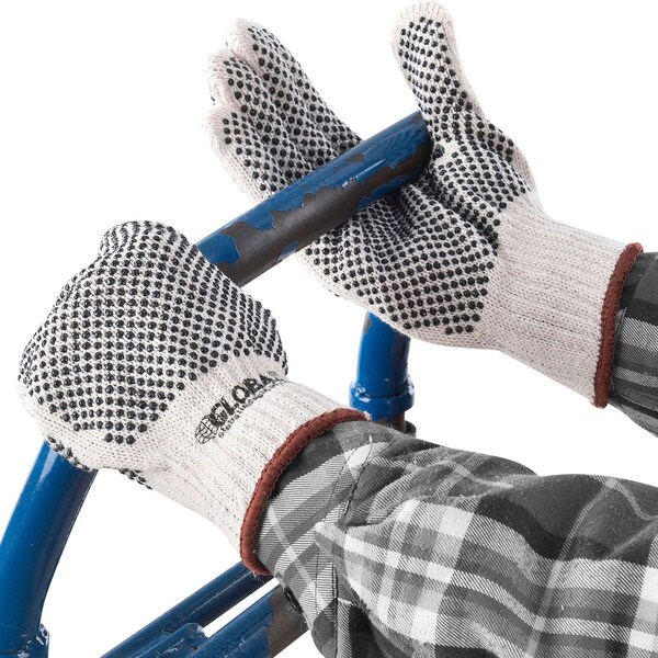 Guantes de punto con puntos de PVC industriales globales, de doble cara, color negro, tamaño grande, 1 docena - 708351L