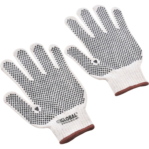 Guantes de punto con puntos de PVC industriales globales, de doble cara, color negro, tamaño grande, 1 docena - 708351L