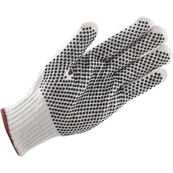 Guantes de punto con puntos de PVC industriales globales, de doble cara, color negro, tamaño grande, 1 docena - 708351L