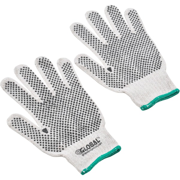 Guantes de punto con puntos de PVC industriales globales, de doble cara, negros, medianos, 1 docena - 708351M