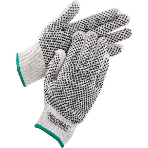 Guantes de punto con puntos de PVC industriales globales, de doble cara, negros, medianos, 1 docena - 708351M