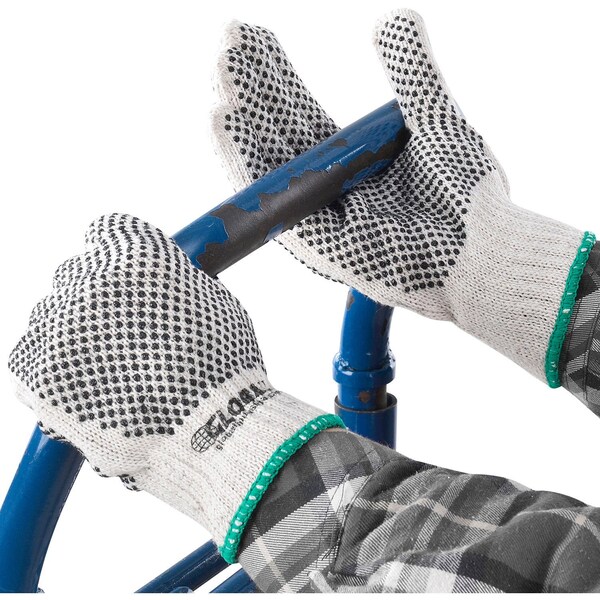 Guantes de punto con puntos de PVC industriales globales, de doble cara, negros, medianos, 1 docena - 708351M