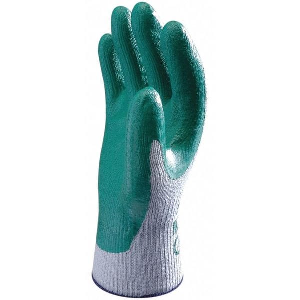Guantes recubiertos de nitrilo Showa, cobertura en la palma, gris/verde, M, par - 350M-08.