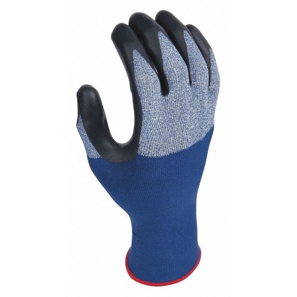 Guantes recubiertos de nitrilo con espuma Showa, cobertura en la palma, negro/azul, 8, pares - 382L-08.
