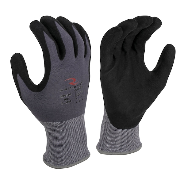 Guantes recubiertos de nitrilo espumado Radians, cobertura en la palma, negro/gris, L, - RWG13L