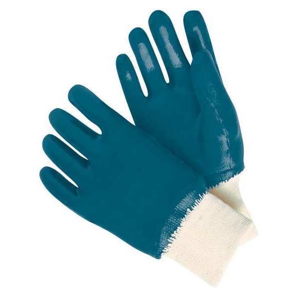 Guantes recubiertos de nitrilo de MCR Safety, cobertura completa, azul/blanco, L, paquete de 12 - 97951L
