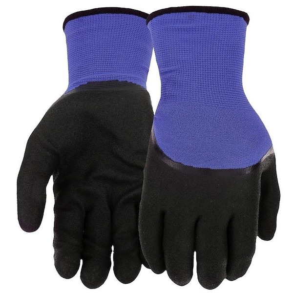Guantes de West Chester sumergidos, para hombres, talla M, puño elástico de punto, recubrimiento de nitrilo, guante de poliéster, negro/azul - 93056/M