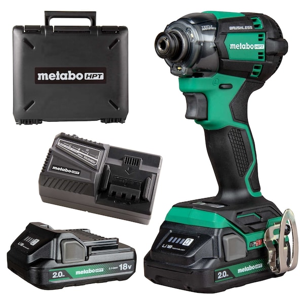 Metabo Hpt 18V MV Cordless Brushless Triple Hammer Bolt Impact Driver Kit 2 x 2.0Ah - WH18DCM