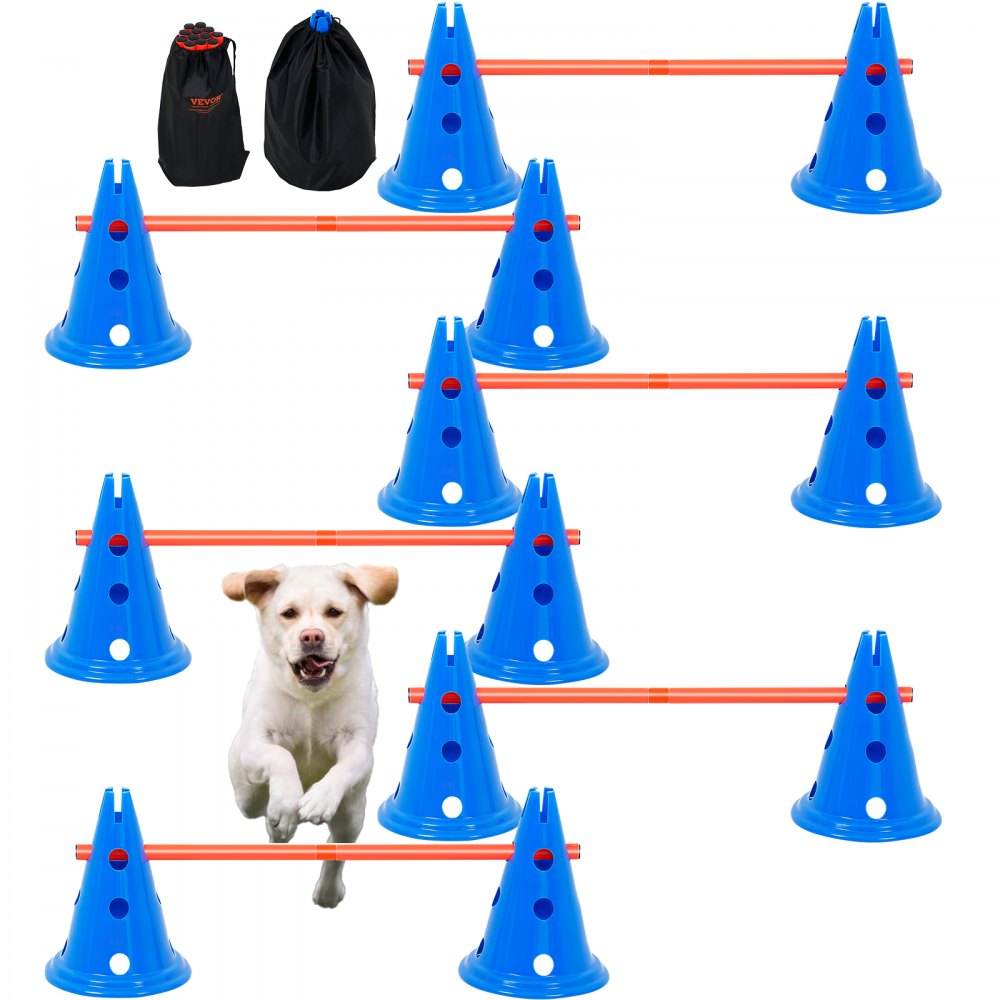VEVOR Dog Agility Hurdle Cone Set 6 PCS Kit-12 xCones 6 xAgility Rods with Bag - ZHKMJKCTJJCKKQOB3V0