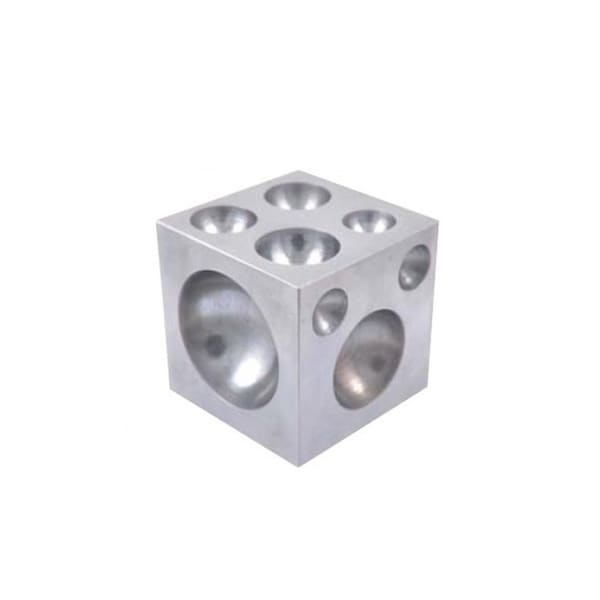H & H Industrial Products 3 X 3 X 3" Dapping Block Square With Steel 22-62.5MM Cavaties - 8606-3402