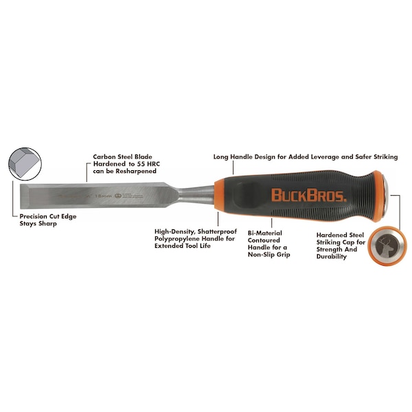 Buck Brothers Comfort Grip Wood Chisel – 1/2" (12MM) - 74713