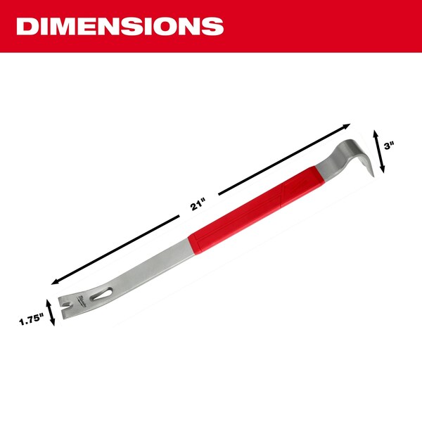 Milwaukee Tool Pry Bar, Claw, Wedge, Flat, 21 - 48-22-9042