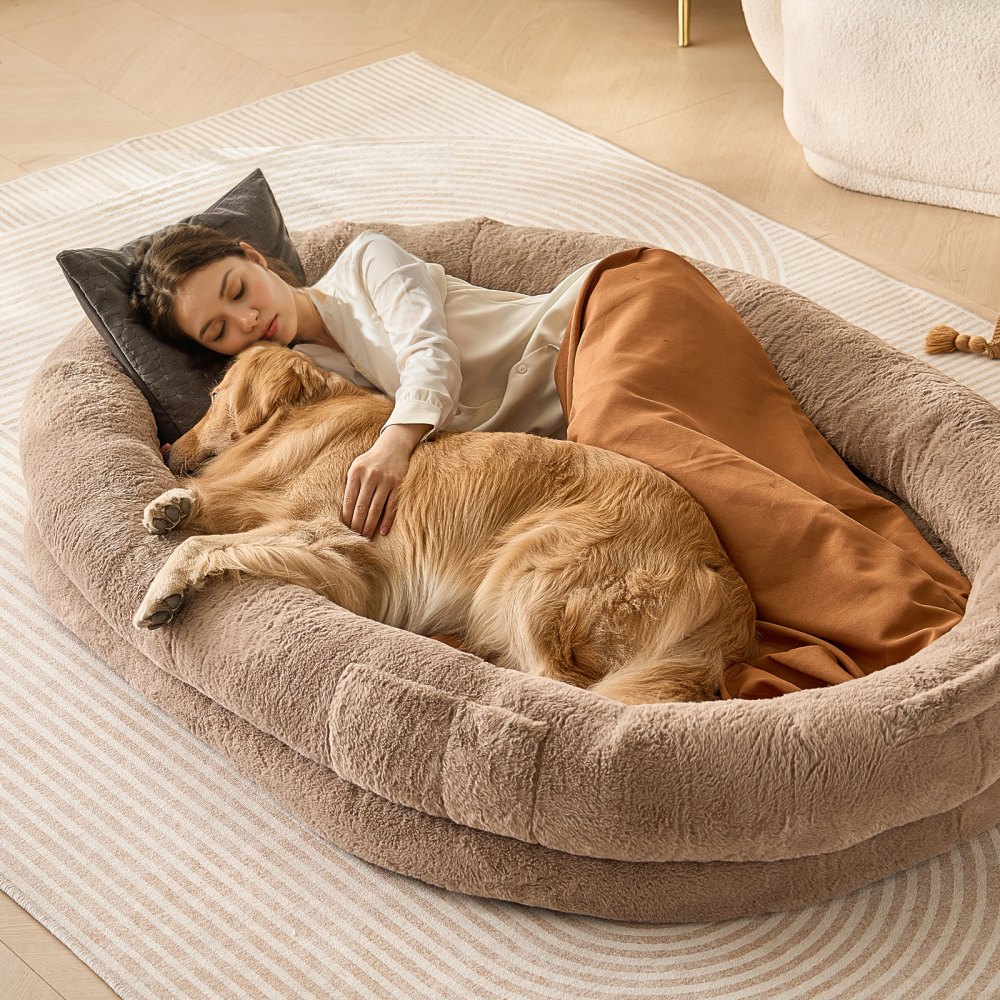 VEVOR Human Dog Bed 72x48x10in Large Human Size Dog Bed Washable Faux Rabbit Fur - RLGCQBWTYXDMQBXROV0