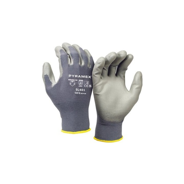 Guante recubierto de poliuretano Pyramex, nylon de 13 ga, corte A1, color gris, talla XL - GL401XL