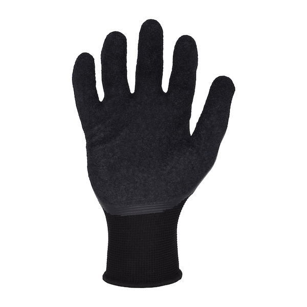Guantes de trabajo de poliéster de 13 ga. con recubrimiento de látex arrugado en la palma, color negro, talla L - CM4000 de Azusa Safety Commander