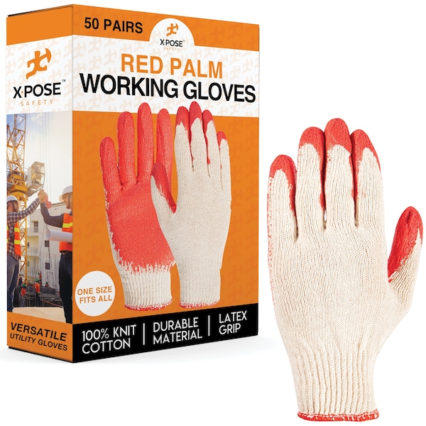 Guantes de trabajo Xpose Safety Rojos con Palma, 50 pares - RPG-50-X-S