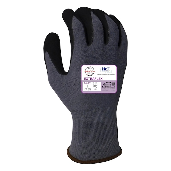 Guantes de Armor Guys 15g con Forro de Nylon Gris y Recubrimiento de Palma de Nitrilo MicroFoam HCT Negro, XXL, 12 piezas - 04-001-XXL