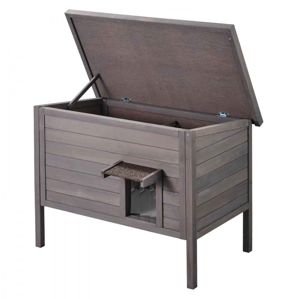 VEVOR Outdoor Cat House Wooden Feral Cat Shelter with Roof & PVC Door Flaps - XJSMZMBHSDCS0RYZXV0