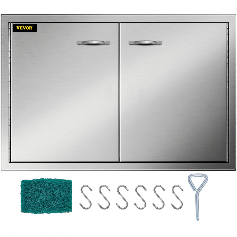 VEVOR BBQ Access Door 33W x 22H Inch, Double BBQ Door Stainless Steel, Outdoor Kitchen Doors for BBQ Island, Grilling Station, Outside Cabinet - 33X22YCSKCGM00001V0