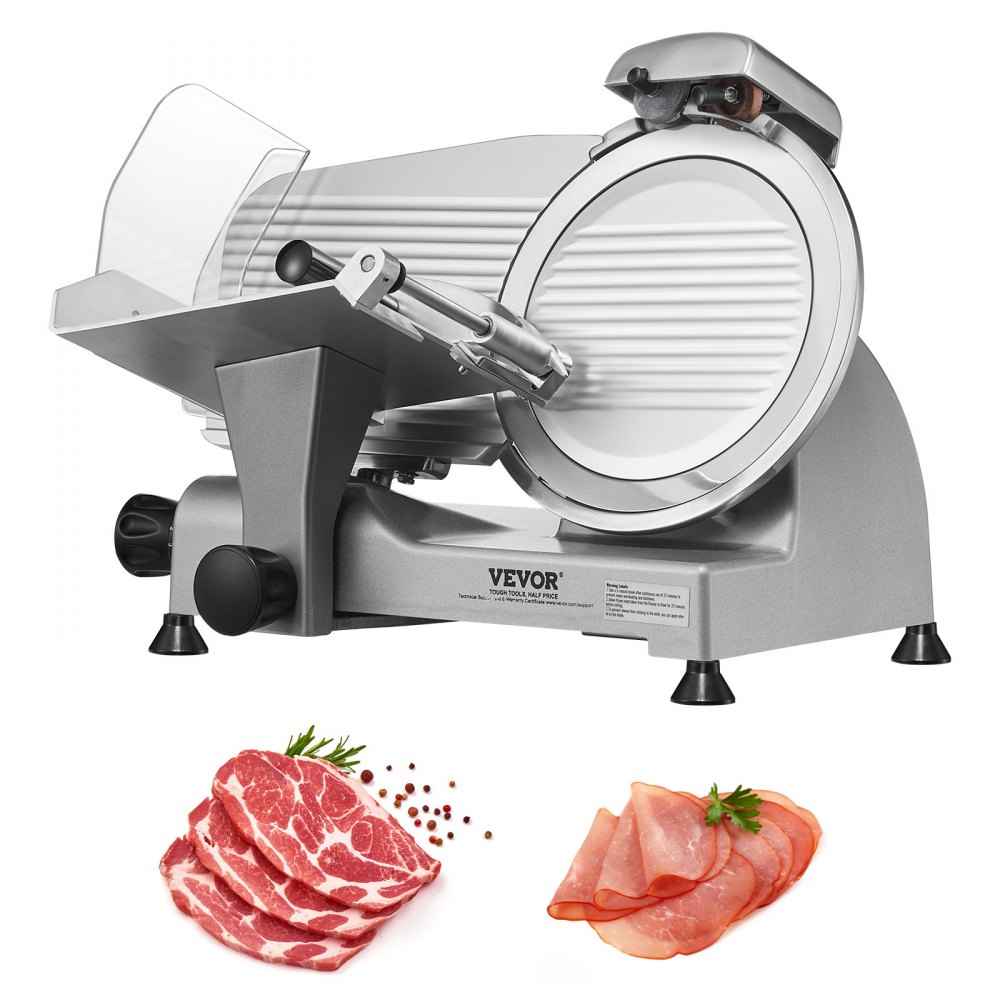VEVOR Meat Slicer, 340W Electric Deli Food Slicer with 10" SUS420 Stainless Steel Blade and Built-in Sharpening Stone, 0-0.6 inch Adjustable Thickness for Commercial and Home Use, Cut Meat and Cheese - SYDRQPJ250W1M5HC9V1