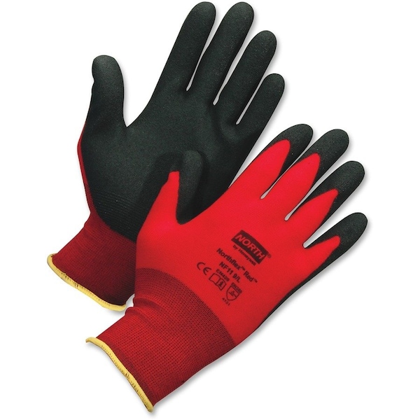 Guantes de seguridad Honeywell North, recubiertos en la palma, talla extra grande, de nylon, 12 pares por caja, color rojo, paquete de 12 - NSPNF1110XLCT