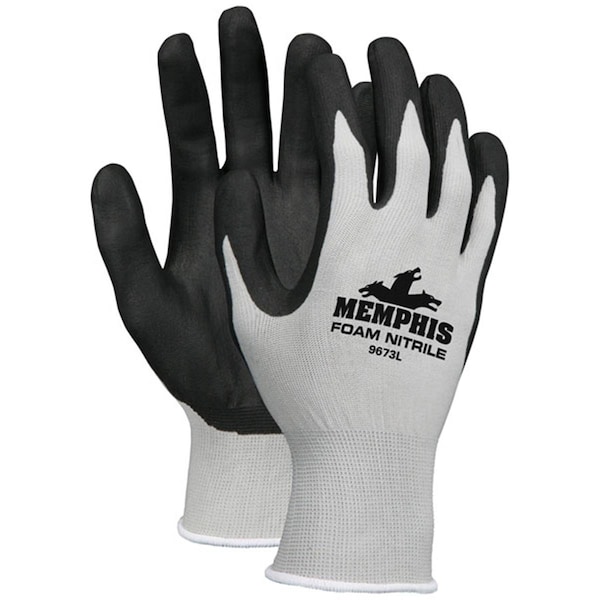 Mcr Safety MCR 127-9673XL Guante de palma de nitrilo espumado con revestimiento; Gris y Negro - Extra Grande - 127-9673XL