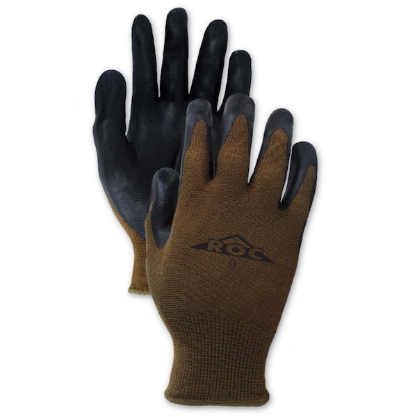Guantes de trabajo tejidos a máquina Magid Bamboo ROC GP169 con recubrimiento de palma de espuma de nitrilo, paquete de 12 - GP169-10