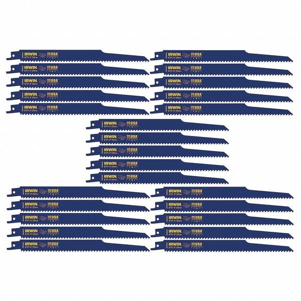Irwin 9" L x Wood Cutting Recip Saw Blade, 9in, 6Tpi - 372956B