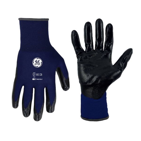 Guantes recubiertos de nitrilo Ge, negro/azul, 13 GA, 1 par, L - GG215LC