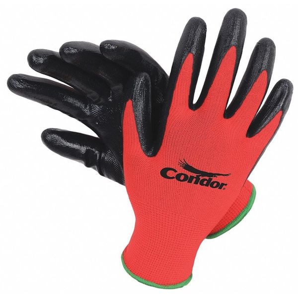Guantes recubiertos de nitrilo Condor, cobertura de palma, rojos, 2XL, par - 2UUE1