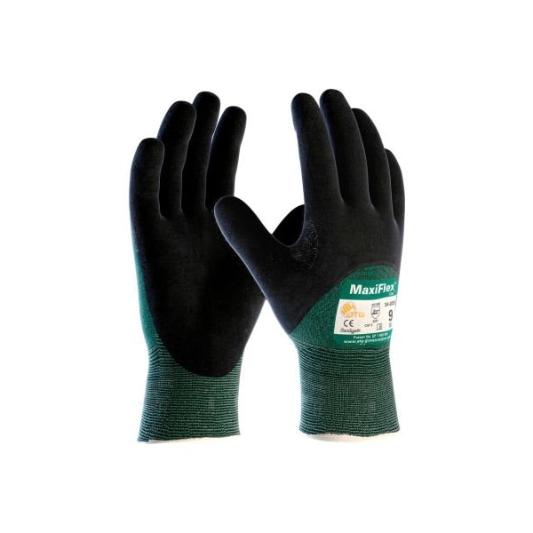 Guante de hilo sin costuras cortado MaxiFlex Pip con recubrimiento de nitrilo y agarre de microespuma, tamaño pequeño, verde, paquete de 12 - 34-8753/S