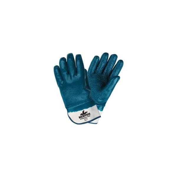 Mcr Seguridad 9761R Guantes MCR, pulgar in.Predator in., Nitrilo soportado, Recubierto completamente rugoso, Seguridad, L - 9761R-L