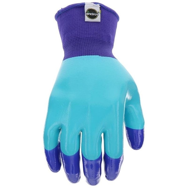 Guantes de jardín transpirables Miracle-Gro MG30855WSM, para mujer, SM, recubrimiento de látex, guante de goma, azul - MG30855 / WSM