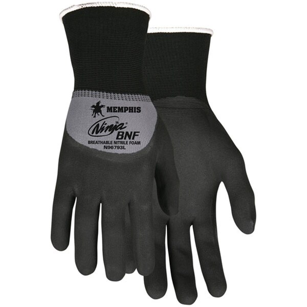 Mcr Safety Ninja BNF Guante con carcasa de nylon y spandex - 15 Ga - Gris y Negro - Grande - 127-N96793L