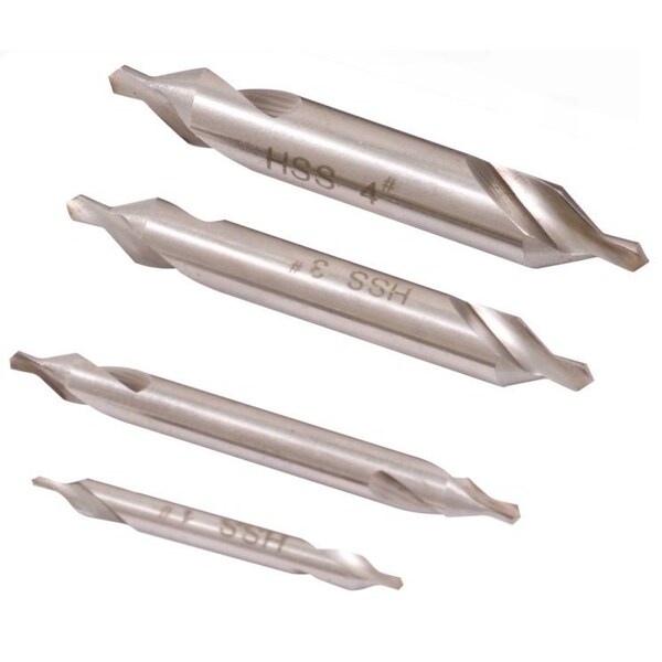 Hhip Optical Punch Set & 4 Piece High Speed Steel Center Drill Set #1-#4 - 8600-4122