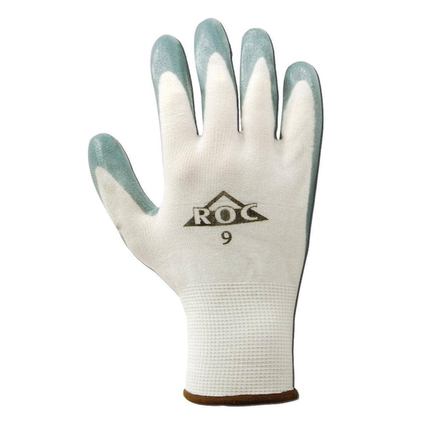 Guantes de nylon blanco Magid ROC GP561 con recubrimiento de espuma de nitrilo de doble capa en la palma, paquete de 12 unidades - GP561-11