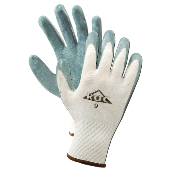 Guantes de nylon blanco Magid ROC GP561 con recubrimiento de espuma de nitrilo de doble capa en la palma, paquete de 12 unidades - GP561-11