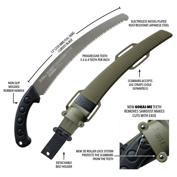 Silky ZUBAT Ultimate Professional Curved Hand Saw 330mm Progressive Teeth 746-33 - 746-33