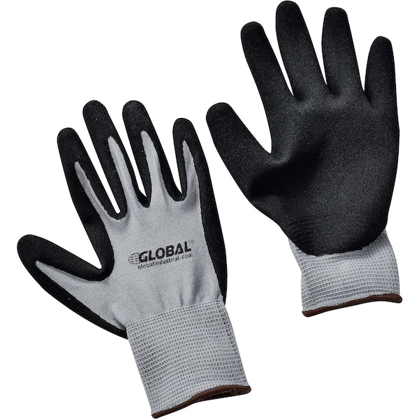 Guantes recubiertos de espuma de nitrilo Ultra-Grip Industrial Global, gris/negro, grande - 708345L