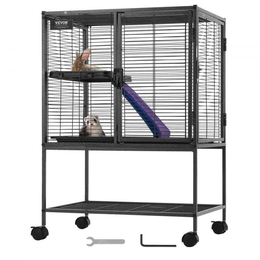 VEVOR 34" Metal Small Animal Cage 2-Tier Rolling Ferret Cage with Tray A Ramp - JSXDLJS24173EGCSNV0