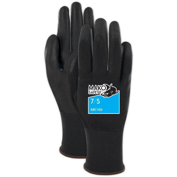 Guante con recubrimiento de palma de PU negro Magid MAKO S9, paquete de 12 - MK169-9.